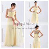 Stylish Pretty See Through Round Neck Off Shoulder Chiffon Wedding Dress Prom Evening Dress thumbnail-1