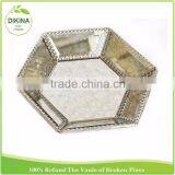 Monogrammed Ring Dish Hexagon Silver Gold White Gift Jewelry Display Organiser Stained Geometric Brass Glass Metal Food Tray thumbnail-2