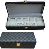 5 Sets of Watch Case in Black Leather With Glass Window