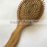 Bamboo handle bamboo pins paddle cushion hair brush