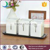 3pcs White Slivery Cutlery Decal Embossed Ceramic Cutlery Holder thumbnail-2