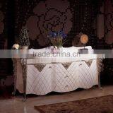 Hand Carved Wooden Single Bowl Bathroom Room Vanity Sink Marble Top thumbnail-2