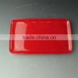 Wholesale Red Glazed Ceramic Rectangle Dinner Plate for Daily Use thumbnail-1