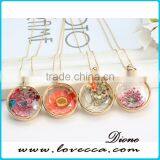 60cm Alloy Chain Dry Flower Inside Glass Terrarium Jewelry Necklace thumbnail-1