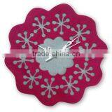 2017 Felt Flower Shape Clock Red Wall Hanging Made in China