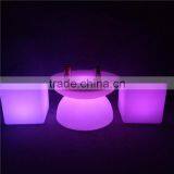 Outdoor Furniture IP68 PE Materia Garden RGB LED Lights Illuminated Small Round Bar Table and Chair for Party and Event thumbnail-1