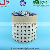 Hot Sales Fabric Planter Bags With Black Polka Dots Design Gunny Plant Pot Cover thumbnail-2