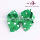 White Polka Dots Red Grosgrain Ribbon Hair Bows thumbnail-3