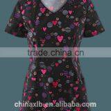 Fabric for Dickies Gen Flex Scrubs U Have My Heart Print Top thumbnail-2