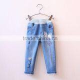 Floral Embroidery Girls Denim Trousers thumbnail-1