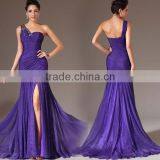 Formal Purple One Shoulder Beaded Princess Style Evening Dress thumbnail-1