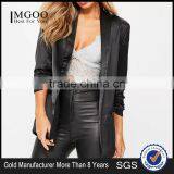 MGOO Custom Black Gathered Sleeves No Buttons Fashion Suit Blazers For Women Long Sleeves Loose Style thumbnail-1