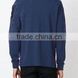 Man Middle Blue Cotton Formal Golf Long Sleeve Polo t Shirt thumbnail-3