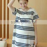 Zm10419a 2016 Stripe Pregnant Dresses Short Sleeve Women Summer Maternity Clothing thumbnail-2