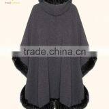 Winter Warm Wool Knitted Poncho Lady Fur Poncho thumbnail-4