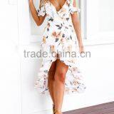 Sexy Women Summer Orange Dress Floral Print Long Casual Maxi Dresses thumbnail-5