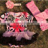 2015 New Pink Flower Baby Romper Tutu Romper Dress With Matching Headband and Leg Warmer thumbnail-1