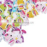 Wood Sewing Buttons Scrapbooking 2 Holes Rabbit Animal At Random Flower Pattern thumbnail-1