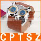 Fashion PU Band Watch Dial Retro Owl Double Double Movement Waterproof Sport Watch thumbnail-3