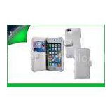 Stylish White Iphone 5 Protective Flip PU Leather Case With Stand / Card Slot