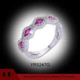 Clear And Ruby Zirconia Rhodium Plating Sterling Silver Latest Rings thumbnail-1