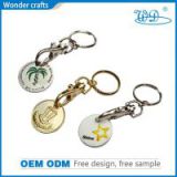 Customized 3d engraved alloy rimmed carabiner metal souvenir cute shining trolley keychains