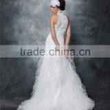 Custom Made Sexy A-Line Halter Neckline and Backless Lace Wedding Dress AS291 thumbnail-2