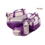 Purple 5pcs Multi-Function Baby Diaper Nappy Bag/Mummy Changing Set Handbag