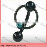 Fashion Custon Unique Eyebrow Ring Titanium Plated With Green Crystal Jewelry thumbnail-1