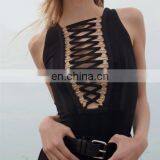 Amigo New Fashion Beach Bikini Sexy Black Lace Up One Piece Women Swimwear 2016 thumbnail-3