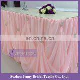 TC106D 5.2m long 76cm luxury wedding cake chiffon cinderella table skirting with rhinestone buckle