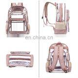 2019 Fashion Lady Girl Large Capacity Pink Clear Transparent PVC Backpack School Bag Rucksack thumbnail-4