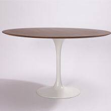 Eero Saarinen Modern Tulip Style Black Kitchen White Marble Top Round Dining Table and Chairs thumbnail-3