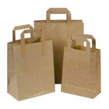 Shopping Bag 18 x 22 Cm, Brown, Kraft Paper, Smooth, Flat Handle thumbnail-1