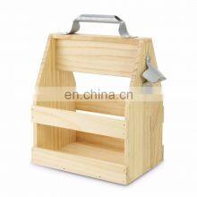 Brown Color Wooden Caddy Tote For Six Pack Beer Sodas With Bottle Opener thumbnail-5