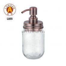 Wholesale Bathroom Sets Stainless Steel 304 Mason Jar Round Shape Glass Bottle With Mason Jar Soap Dispenser Lid thumbnail-5