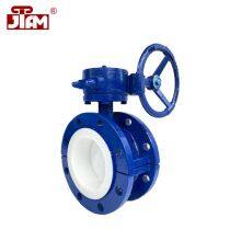 PTEE Fluorine Lined Butterfly Valve Worm Wheel Manual WCB Cast Steel Butterfly Valve thumbnail-2