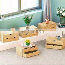 Natural Environmental Bamboo Jewellery Makeup Storage Holder 2-Tier Wooden Desktop Cabinet Small Storage Organizer thumbnail-3