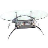Glass Top Stainless Steel Base Table Oval Top Coffee Table thumbnail-3