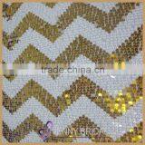 SQN#41 White and Gold Chervon Beaded Hotel Glitter Table Cloth 36X36 thumbnail-1