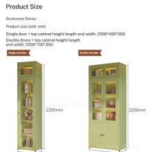 Mint Green Metal Glass Cabinet With Adjustable Shelves & Curved Glass |3C Certified Tempered Glass for Hotel Lobby Decoration thumbnail-2