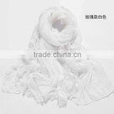 Korea Lady Fashion Flower Embroidery Double Layered Lace Chiffon Scarf thumbnail-5