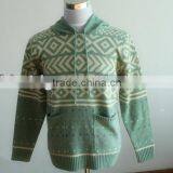 MEN FASHIONABLE HOODIES JACQUARD PULLOVER KNITTING PATTERN SWEATER thumbnail-1