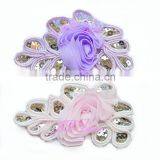 Lavender /Pink Chiffon Leaf Trim for Headband- Flower Chiffon Leaf- Sequin Leaf With Chiffon Rose Flower Centre Quality Choice