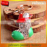 Inlaid Diamond Car Key Chain Christmas Gift Santa Claus Boots Shoes Keychain