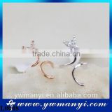 Fashion silver/gold plated white gem butterfly Finger Nail Ring Gold Plated Jewelry Nail Ring For women L0048