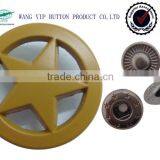 20mm Five Star Design Metal Snap Button With Yellow Color for Kids
