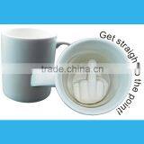 Factory Direct Wholesale hidden Middle Finger Ceramic Mug Cup Rude Thumbs Up