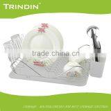 TD218W Chrome Iron Kitchen Dish Rack Chromed Wire Dish Racks With Cover thumbnail-1