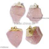 Bright Pink Irregular Nature Stone Pendant thumbnail-1